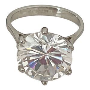 Vintage Uncas Ring Size 6 Huge Cubic Zirconia Solitaire 14K Gold Plate MCM 14S